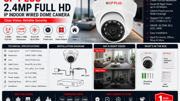 CP PLUS 2.4MP Full HD IP Indoor Wired Dome Camera – Complete Guide