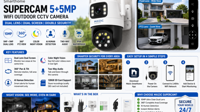 Maizic Smarthome Supercam 5+5MP WiFi Outdoor CCTV Camera – Complete Review & User Guide