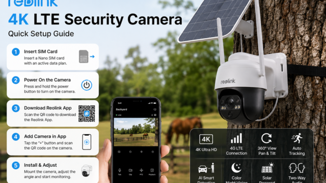 Runner-Up: REOLINK 4K LTE Cellular Security Camera Wireless Outdoor, 360° Smart Detection with Auto-Tracking, Solar