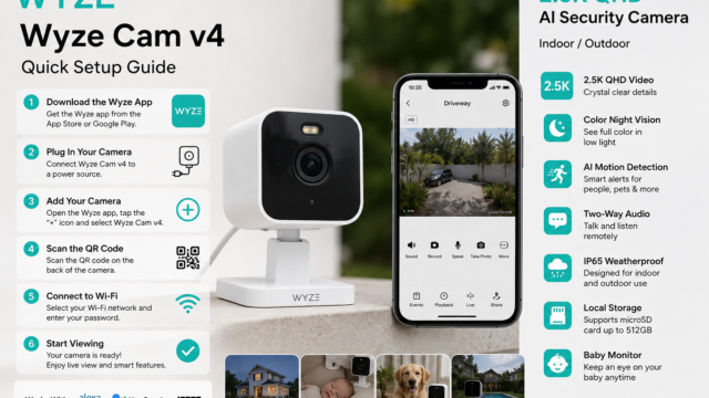 WYZE Cam v4 (Latest Model), 2.5K AI Security Camera, Indoor/Outdoor Cameras for Home Security, Baby Monitor