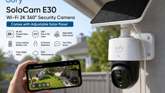 eufy SoloCam E30 Wi-Fi 2K 360° Security Camera Comes with Adjustable Solar Panel